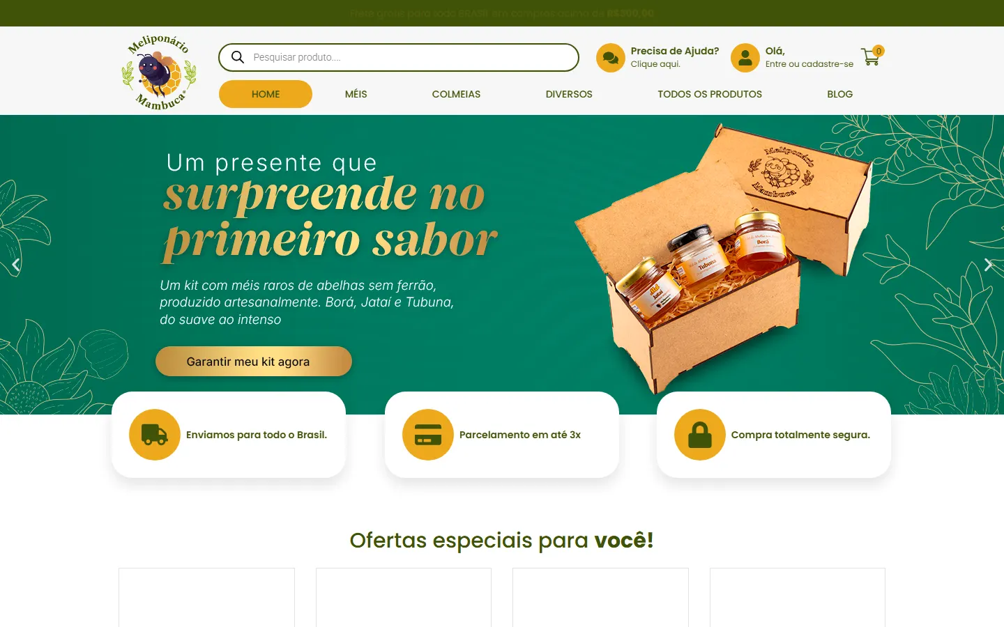 Site Meliponário Mambuca desenvolvido pela MineTech — E-commerce