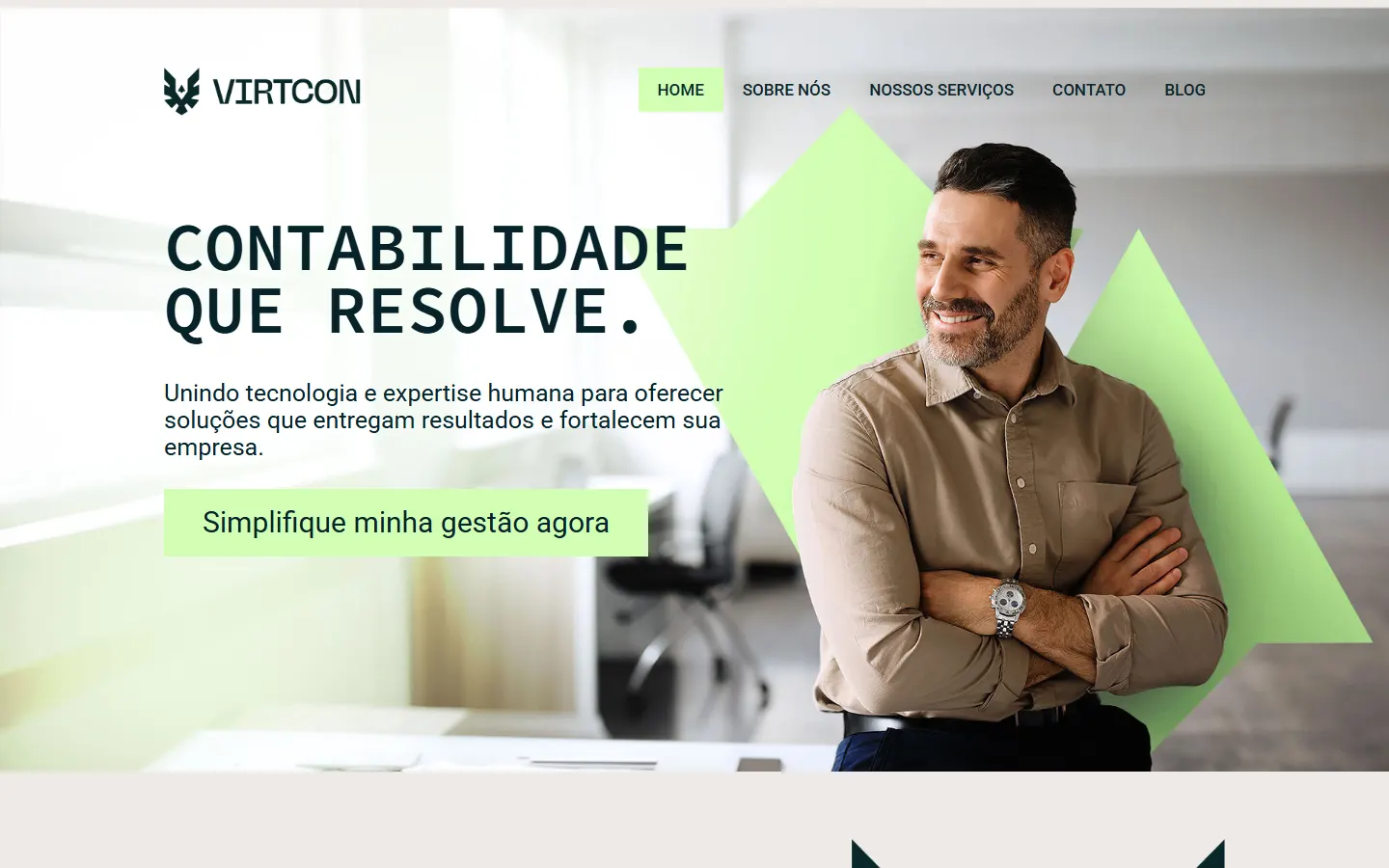 Site Virtcon Contábil desenvolvido pela MineTech — Landing page